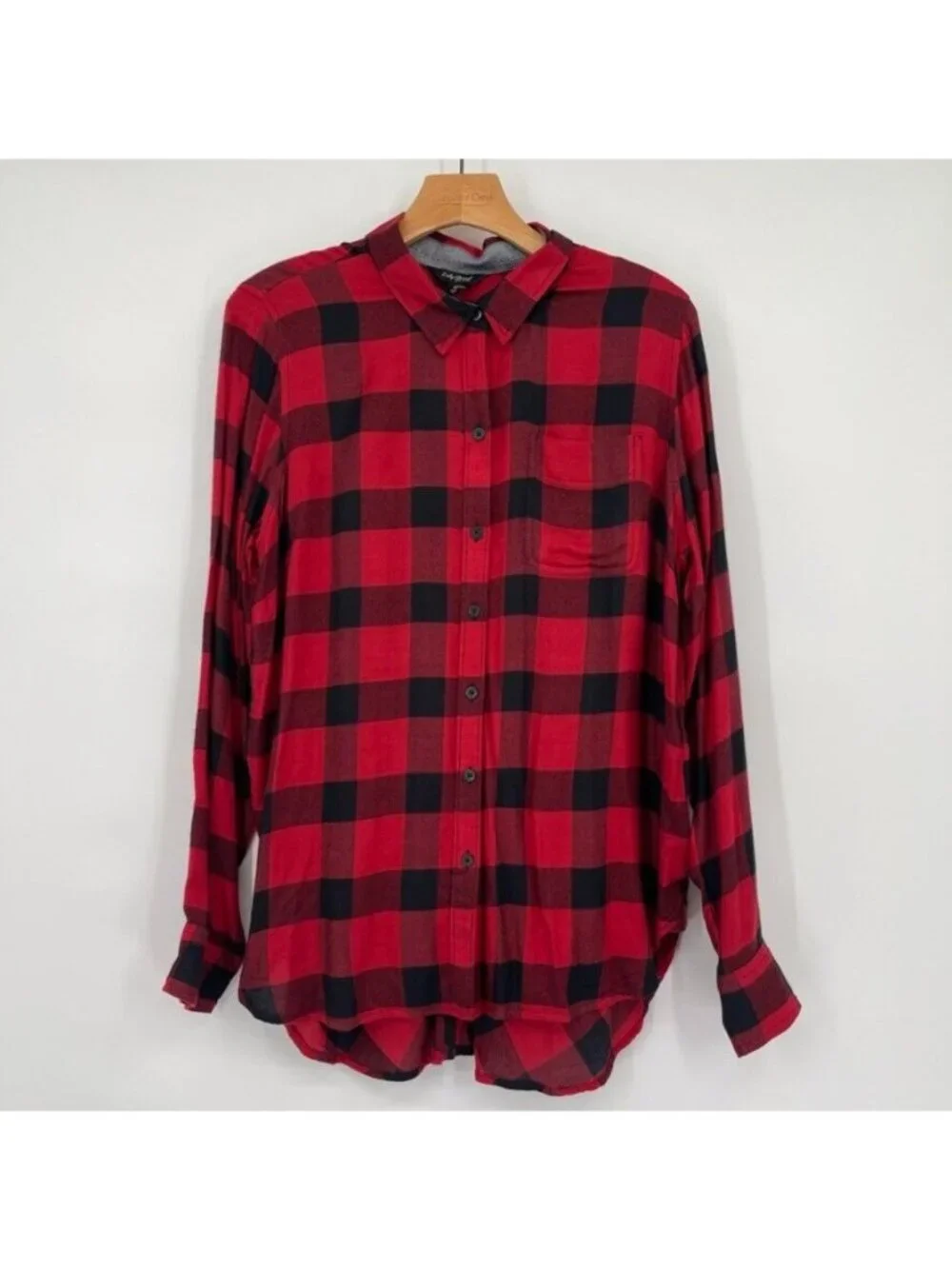 Lucky brand women's blouse top red plaid size medium long sleeve new $79